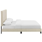 Modway Melanie Tufted Button Upholstered Fabric Queen Platform Bed - Beige-Padded Button-Tufted Headboard