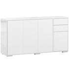 HOMCOM 55.1" L High Gloss Buffet Sideboard with 2 Drawers - White-Great for storing dinnerware, glasses, cups, books, and more