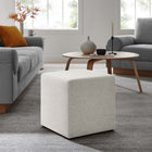 Modway Callum 17" Square Woven Heathered Fabric Upholstered Ottoman - Heathered Weave/Ivory-Plastic Legs