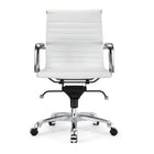 Plata Import - Antoni Chaise de Bureau Rembourrage en Cuir Cadre en Métal à Hauteur Réglable à Dossier Bas, Blanc-Inclinaison manuelle