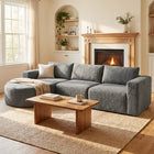 HOMCOM - canapé sectionnel en nuage en forme de L avec méridienne - gris foncé-Canapé sans ossature entièrement en mousse utilise une mousse haute densité en couches pour un soutien durable 