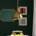 Hudson&Canal Elodie 12" Wide Pendant with Metal Shade - Brass/Brass-Includes an adjustable 6 ft. chain and cord, compatible with existing dimmer switches, bulbs not included