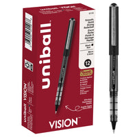 uni-ball Vision Rollerball Pens – 0.5 mm – Black – 12 Pack-Unique uni-Flow system delivers smooth, consistent lines