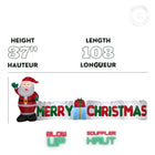 GEMMY Airblown Inflatable Merry Christmas Sign with Santa - 37" x 108"-For indoor and outdoor use