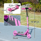 Qaba Folding Lightweight Kick Scooters with Light Up Wheels, 4 Levels Handlebar - Pink-Cool, colorful design with self-lighting wheels that excite kids 