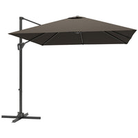 Outsunny 8' L x 8' W Square Patio Hanging Offset Umbrella with 360° Rotation - Tan-Attractive and stylish offset market patio umbrella provides extra protection from the weather elements with its superior tilt and crank design  