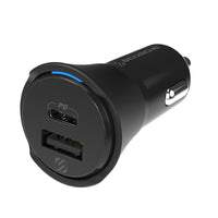 Scosche PowerVolt PD32 Dual-Port USB-C & USB-A Car Charger - Black-20W USB-C PD charges phones 4X as fast as a standard 5W charger