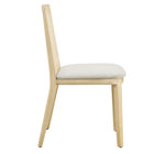 Modway Monarch Wood and Rattan Dining Side Chair - Antique White/Natural/Heathered Weave Ivory-Arrives Fully Assembled