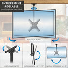 Mount-It! - Support TV plafonnier réglable en hauteur et entièrement articulé-Conception durable garantissant un montage sûr et fiable du téléviseur
