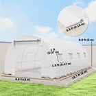 Outsunny Walk-in Tunnel Greenhouse with 2 Support Rods - 20' x 10' x 7' - White- Roll-up door for easy access and convenient tools transporting
 