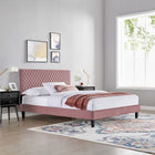 Modway Garcelle Performance Velvet King Platform Bed - Dusty Rose-Performance Velvet Upholstery