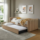 Modway Veyla Channel Tufted Performance Velvet Twin Daybed with Trundle - Taupe-Pull-Out Trundle with Casters