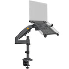 North Bayou Laptop/Monitor Desk Mount-Laptop Mount Compatibility: Dual mounting options for either a laptop 10-17” with a tray or a monitor 17-30” without a tray (VESA 75x75mm or 100x100mm). The arm of this bracket supports a maximum weight of 9kg(19.8 lbs). The width of the laptop tray ranges from 8.6" to 16.5"(220mm-420mm). The laptop tray with holes provides better air flow and keeps the laptop running cool for heat dissipation.
