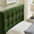 Modway Lily Stain-Resistant Performance Velvet Twin Size Headboard - Moss Green-Dense Foam Padding