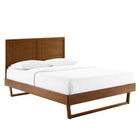Modway Marlee Wood Twin Platform Bed with Angular Frame - Walnut-Wood Slat Support System