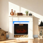 HOMCOM 41" Electric Fireplace with Mantel and Adjustable 3D Flame Effect -  1400 W - White-Includes a thermal cut-off device to automatically prevent any overheating issues