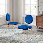 Modway Craft Performance Velvet Dining Side Chairs - Gold/Navy - 2 Pack-Dense Foam Padding