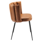 Modway Virtue Vegan Leather Dining Chair - Black/Tan - 2 Pack-Sturdy Black Metal Frame