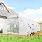 Outsunny Walk-in Tunnel Greenhouse with 2 Support Rods - 20' x 10' x 7' - White- Features a PE cover that provides UV protection and extends seasons
 
