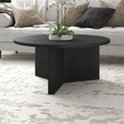 Hudson&Canal Anders 36"W Round Coffee Table - Black Grain-Finished in wood-look black grain