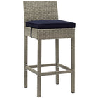 Modway Conduit Outdoor Patio Wicker Rattan Bar Stool - Light Gray Navy-Modern Outdoor Bar Stool