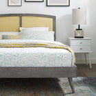 Modway Sierra Cane and Wood Full Platform Bed with Splayed Legs - Grey-Wood, MDF, and Veneer Construction