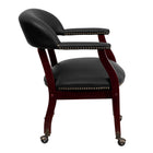 Flash Furniture – Fauteuil de conférence en cuir doux B-Z100-LF-0005-BK-LEA-GG, accoudoirs fixes, noir-Rembourrage en cuir italien pleine fleur noir