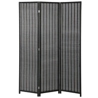 HOMCOM 3 Panel Handwoven Bamboo Freestanding Room Divider for Bedroom - Black-Great for creating a personal space or dividing up large rooms
