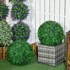 HOMCOM - Boules topiaires artificielles en buis 15,7 po - vert - lot de 2-Comporte 680 feuilles, protégées contre les UV pour un aspect luxuriant 