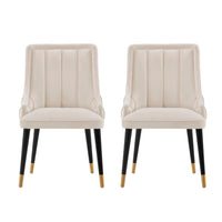 Manhattan Comfort Eda 22.83" Modern Velvet Upholstered Dining Chair - Cream - Set of 2-Modern Dining Chair for Dining Room and Task Chair Usage