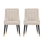 Manhattan Comfort - Lot de 2 chaises de salle à manger modernes Eda 58 cm en velours crème-Chaise de salle à manger moderne pour salle à manger et usage de chaise de travail