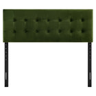 Modway Emily Stain-Resistant Performance Velvet Full Size Headboard - Moss Green-Seven Mounting Positions