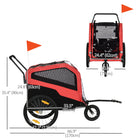 Aosom - Remorque-vélo 2-en-1 pour chien, poussette pour animaux avec attelage pour grands chiens, rouge-Housse en plastique déroulante pour une protection contre les intempéries 