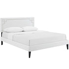 Modway - Ruthie Vinyle Lit à plateforme Queen avec pieds carrés effilés, Blanc-Cadre en bois / panneau en particules