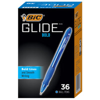 BIC Glide Bold Retractable Ballpoint Pens - 1.6mm - Blue Ink - 36 Pack-Retractable Ball Pens