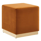 Modway Tilden 17" Square Performance Velvet Upholstered Ottoman - Rust/Natural-Performance Velvet Upholstery