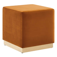Modway Tilden 17" Square Performance Velvet Upholstered Ottoman - Rust/Natural-Performance Velvet Upholstery