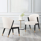 Manhattan Comfort - Lot de 2 chaises de salle à manger modernes Ola 54,5 cm en tissu chenille crème-Cadre en bois d’orme de haute qualité avec embouts en métal doré brossé pour l’élégance et la durabilité