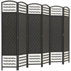 HOMCOM 6 Panel Wave Fiber Freestanding Room Divider for Home Office - Black-This room divider is great for creating personal space or dividing larger rooms
