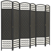 HOMCOM - Cloison de séparation autoportante à 6 panneaux ondulés en fibre pour bureau à domicile - noir-Ce séparateur de pièce est idéal pour créer un espace personnel ou diviser de grandes pièces 
