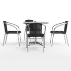 31.5'' Round Aluminum Indoor-Outdoor Table with 4 Black Rattan Chairs (TLH-ALUM-32RD-020BKCHR4-GG)-4