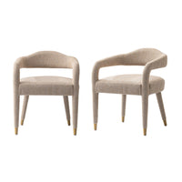 Manhattan Comfort Aspen 23.2" Mid-Century Modern Tweed Upholstered Dining Armchair - Gold Dust - Set of 2-Mid-Century Modern Accent Chair for Living Room Usage. Set of 2