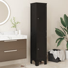 HOMCOM Tall Bathroom Cabinet with Shelves and Doors - Black-Slim design fits easily in tight spaces