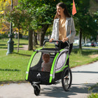 Aosom - Remorque vélo bébé 3 en 1 2 places haute visibilité - Verte-Poches de rangement facilitant le transport de vos affaires 