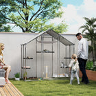 PawHut Walk-in Catio Outdoor Cat Enclosure with Waterproof Cover - 38" D x 79" W x 77" H - Silver-Galvanized steel frame and weatherproof roof provide all-weather safety and durability 