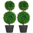 HOMCOM - Arbre topiaire artificiel en buis 23,6 po - vert - ensemble de 2-Lot de deux buis en forme de boule 