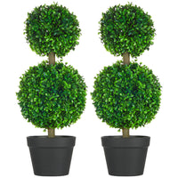 HOMCOM - Arbre topiaire artificiel en buis 23,6 po - vert - ensemble de 2-Lot de deux buis en forme de boule 