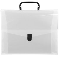 JAM Paper Plastic Portfolio Briefcase with Handles - 12 x 9 1/2 x 1 1/2 - Clear-Clear Plastic Portfolio Briefcase with Handles