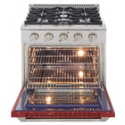 Kucht 30" KNG Series Pro Style Propane Gas Range - Stainless Steel/Red-Full stainless steel range with a professional handle for the ultimate cooking experience