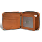 Champs - Portefeuille Zip Around en Cuir Denim - Beige/Noir-Doublure RFID

